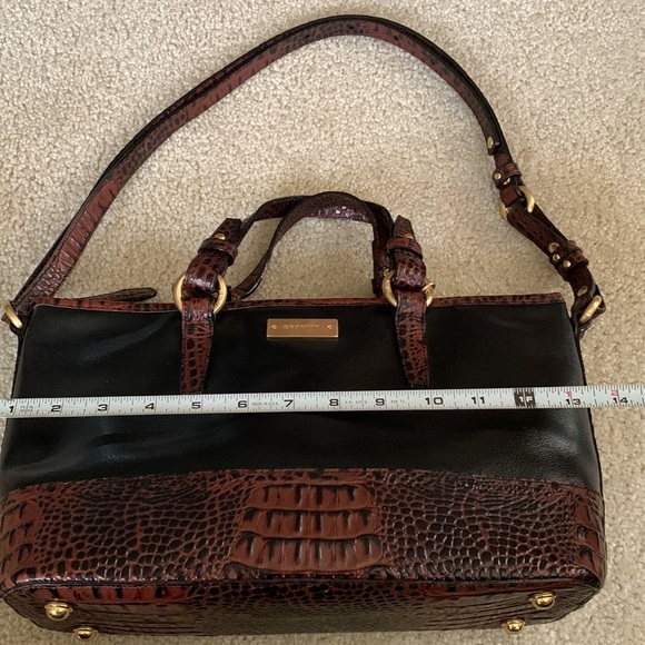 Brahmin Asher Satchel Tote Black Brown Crocodile Embossed Leather Purse - Picture 6 of 17